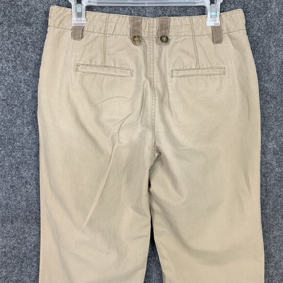 Boden Khaki Pants Women 6R Straight Leg Roll Tab Hem Cotton Blend - Picture 8 of 15